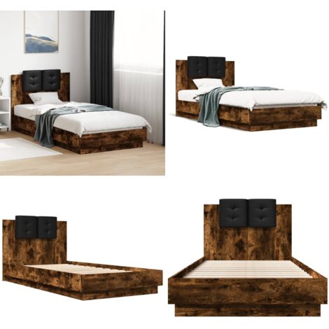 Giroletto con Testiera Rovere Fumo 90x190 cm Legno Multistrato - Letto con testiera - Letto in legno