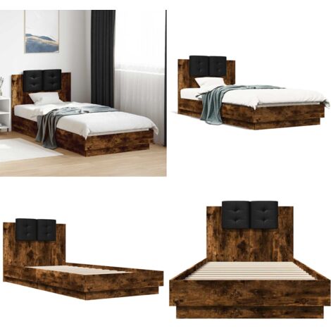 Giroletto con Testiera Rovere Fumo 90x200 cm Legno Multistrato - Letto con testiera - Letto in legno