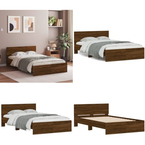 Giroletto con Testiera Rovere Marrone 135x190 cm - Letto con testiera - Materasso letto