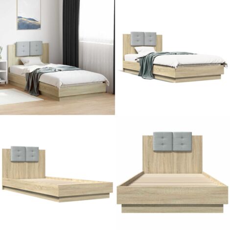 Giroletto con Testiera Rovere Sonoma 90x200cm Legno Multistrato - Letto con testiera - Letto in legno