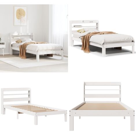 Giroletto con Testiera senza Materasso Bianco 100x200 cm - Testiera letto - Letto con testiera