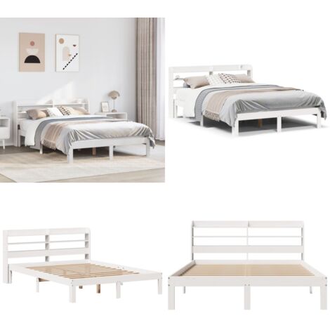 Giroletto con Testiera senza Materasso Bianco 140x190 cm - Testiera letto - Letto con testiera autoportante