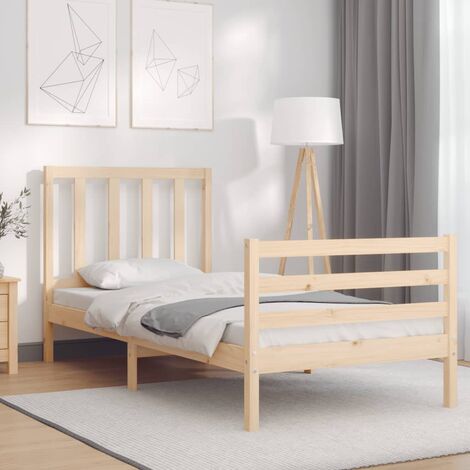 Letto matrimoniale scandinavo legno e tessuto grigio 160 x 200cm LYNN -  Miliboo