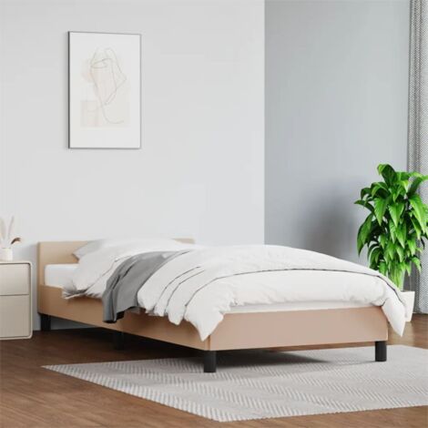 Giroletto con Testiera Struttura Letto - Letto per adulti Cappuccino 90x190 cm in Similpelle BV482075 - BonneVie