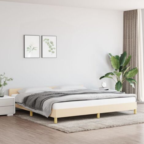 Giroletto con Testiera Struttura Letto - Letto per adulti Crema 200x200 cm in Tessuto BV593334 - BonneVie