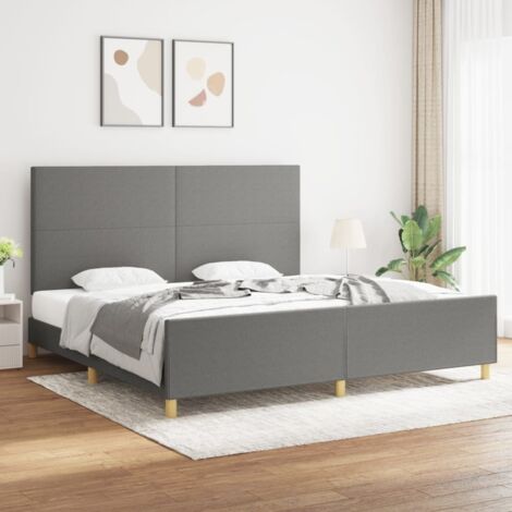 Giroletto con Testiera Struttura Letto - Letto per adulti Grigio Scuro 200x200 cm in Tessuto BV590996 - BonneVie