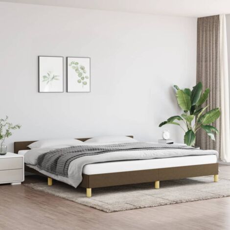Giroletto con Testiera Struttura Letto - Letto per adulti Marrone Scuro 200x200 cm in Tessuto BV772933 - BonneVie