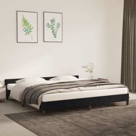 Giroletto con Testiera - Struttura Letto Letto per adulti Nero 200x200 cm in Velluto BV195039 - BonneVie