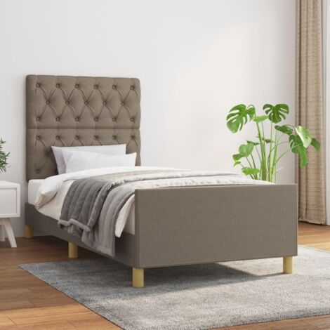 Giroletto con Testiera - Struttura Letto Letto per adulti Tortora 80x200 cm in Tessuto BV442127 - BonneVie