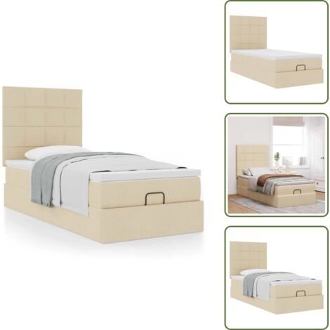 Giroletto con testiera - vidaXL Pouf Letto con Materasso Crema 100x200 cm in Tessuto - Materasso in schiuma