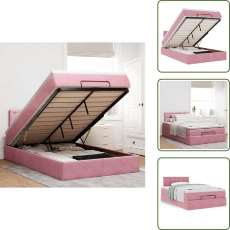 Giroletto con testiera - vidaXL Pouf Letto con Materasso Rosa 120x190 cm Velluto - Materasso morbido
