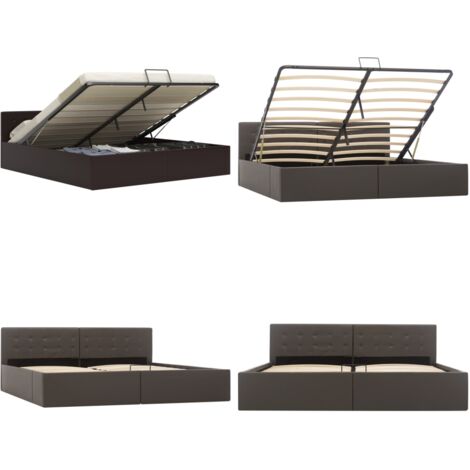 Giroletto Contenitore Idraulico Grigio Similpelle 180x200cm - Letto con contenitore - Contenitore sotto materasso
