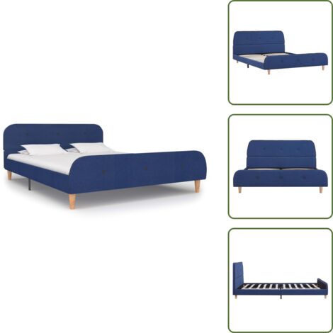 Giroletto da camera da letto - vidaXL Giroletto senza Materasso Blu 140x200 cm in Tessuto - Giroletto con testiera