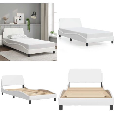 Giroletto Dover Bianco 100x200 cm in Similpelle - Materasso per letto - Letto con testiera