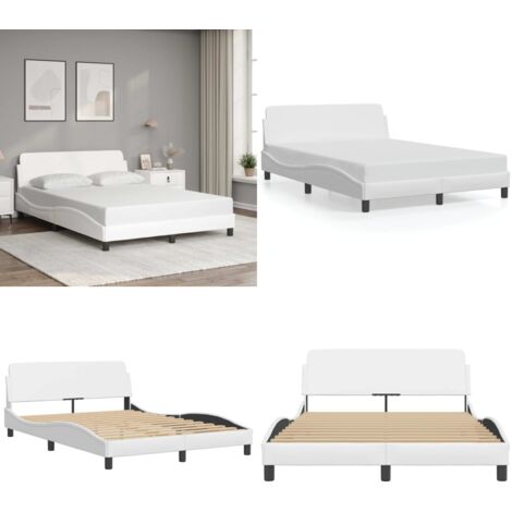 Giroletto Dover Bianco 120x200 cm in Similpelle - Materasso - Letto con testiera
