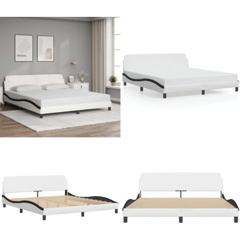 Giroletto Dover Bianco e Nero 180x200 cm in Similpelle - Materasso per letto - Letto con testiera