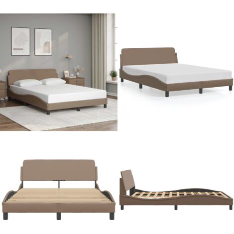 Giroletto Dover Cappuccino 120x200 cm in Similpelle - Materasso per letto - Letto con testiera