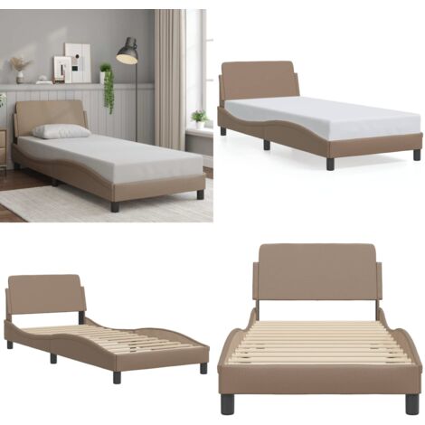 Giroletto Dover Cappuccino 90x200 cm in Similpelle - Materasso per letto - Letto con testiera