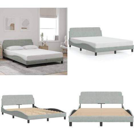 Giroletto Dover Grigio Chiaro 140x190 cm Velluto - Testiera letto - Materasso letto