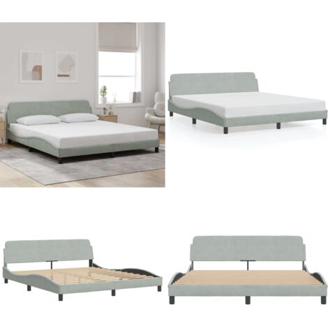 Giroletto Dover Grigio Chiaro 180x200 cm Velluto - Materasso - Letto con testiera