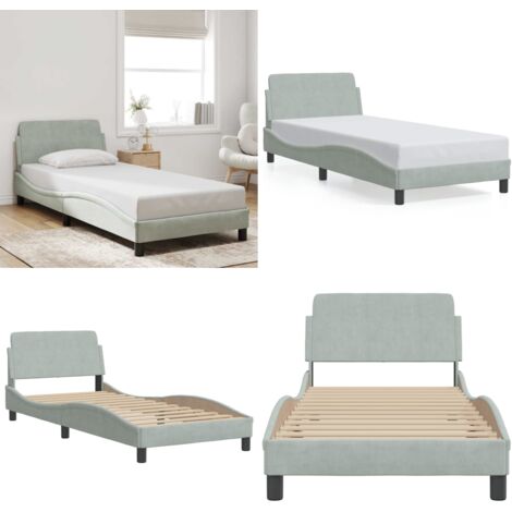 Giroletto Dover Grigio Chiaro 80x200 cm Velluto - Materasso - Letto