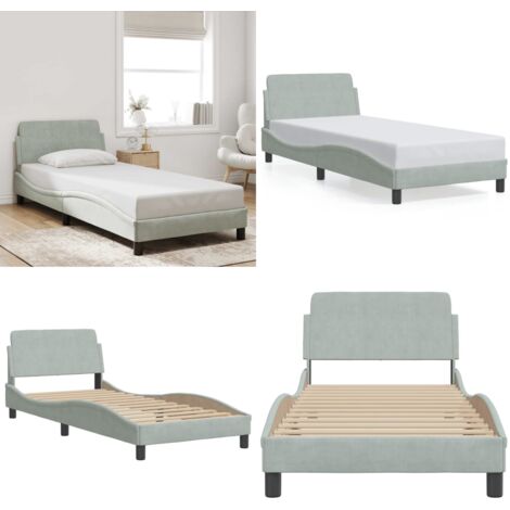 Giroletto Dover Grigio Chiaro 90x190 cm Velluto - Materasso - Letto
