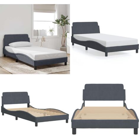 Giroletto Dover Grigio Scuro 100x200 cm Velluto - Materasso - Letto con testiera