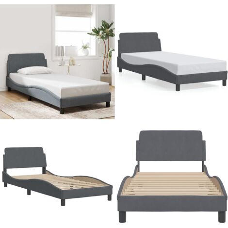 Giroletto Dover Grigio Scuro 80x200 cm Velluto - Materasso - Letto con testiera