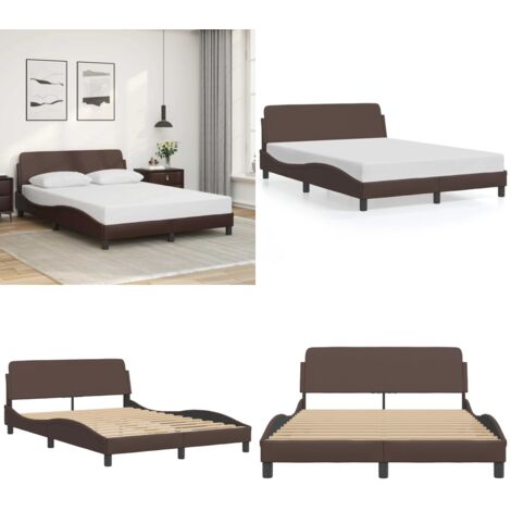 Giroletto Dover Marrone 140x190 cm in Similpelle - Materasso per letto - Letto con testiera