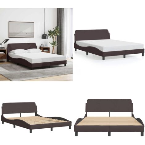 Giroletto Dover Marrone Scuro 140x190 cm Tessuto - Materasso - Letto con testiera