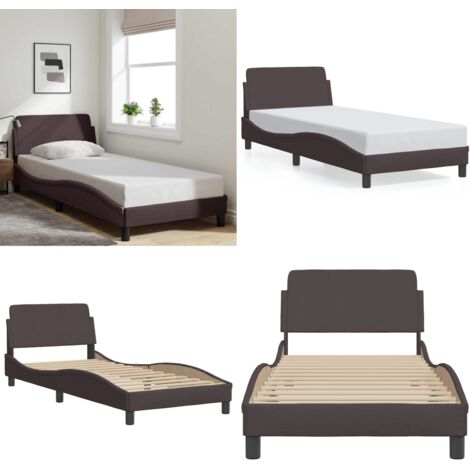 Giroletto Dover Marrone Scuro 90x190 cm Tessuto - Materasso letto - Letto con testiera