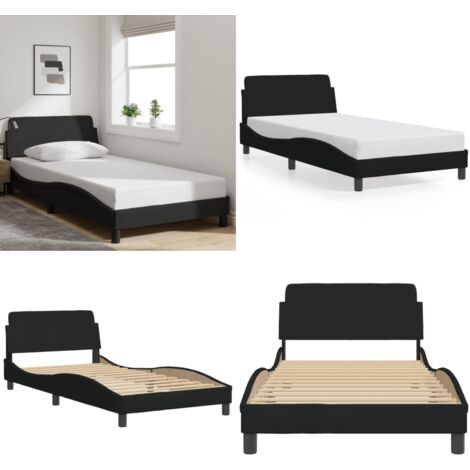 Giroletto Dover Nero 100x200 cm in Tessuto - Materasso per letto - Letto con testiera