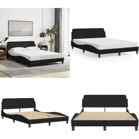 Giroletto Dover Nero 120x200 cm Tessuto - Letto con testiera - Materasso per letto