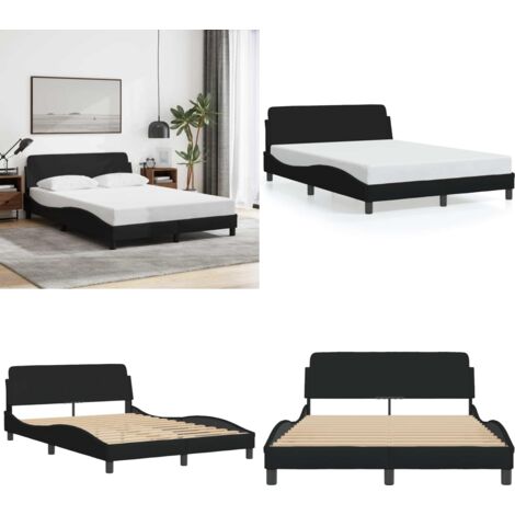 Giroletto Dover Nero 140x190 cm in Tessuto - Letto con testiera - Materasso per letto