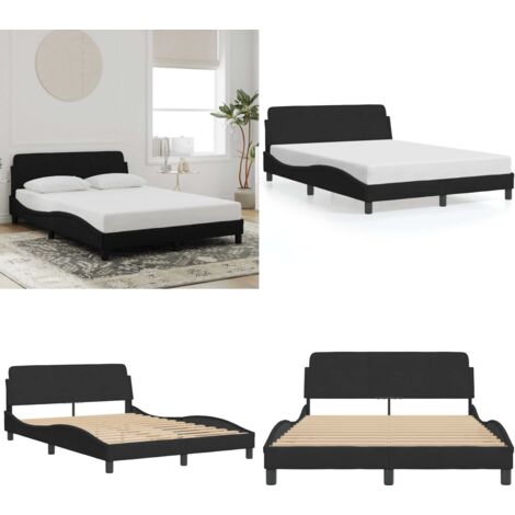Giroletto Dover Nero 140x190 cm in Velluto - Materasso - Letto con testiera