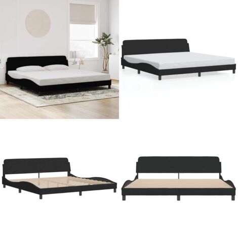 Giroletto Dover Nero 200x200 cm in Velluto - Materasso per letto - Letto con testiera