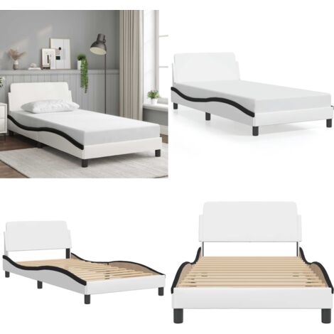 Giroletto Dover Nero e Bianco 100x200 cm in Similpelle - Materasso - Letto