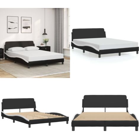 Giroletto Dover Nero e Bianco 140x190 cm in Similpelle - Letto con testiera - Materasso per letto