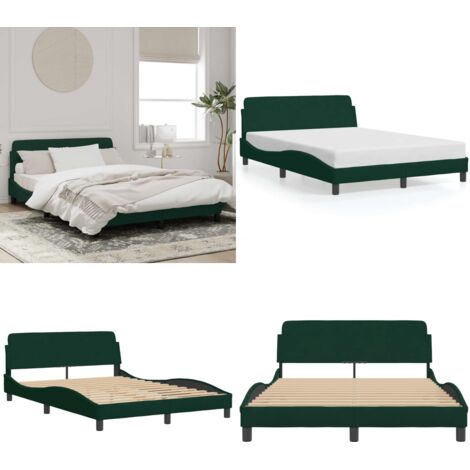Giroletto Dover Verde Scuro 140x190 cm in Velluto - Letto con testiera - Letto in velluto