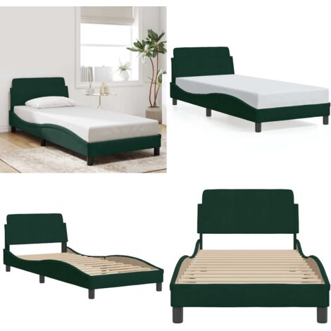 Giroletto Dover Verde Scuro 90x200 cm in Velluto - Letto con testiera - Letto in velluto