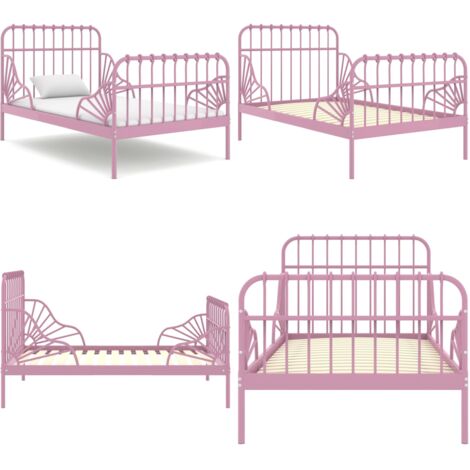 Giroletto Estendibile Rosa in Metallo 80x130/200 cm - Letto in metallo - Letto rosa
