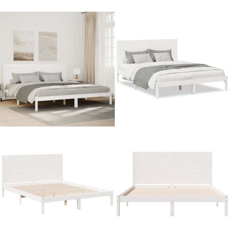 Giroletto Extra Lungo senza Materasso Bianco 140x210cm Massello - Letto extra lungo - Letto con testiera