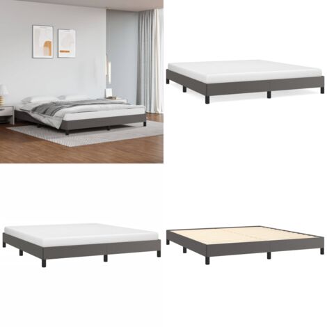 Giroletto Grigio 160x200 cm in Similpelle - Materasso per letto - Letto in similpelle