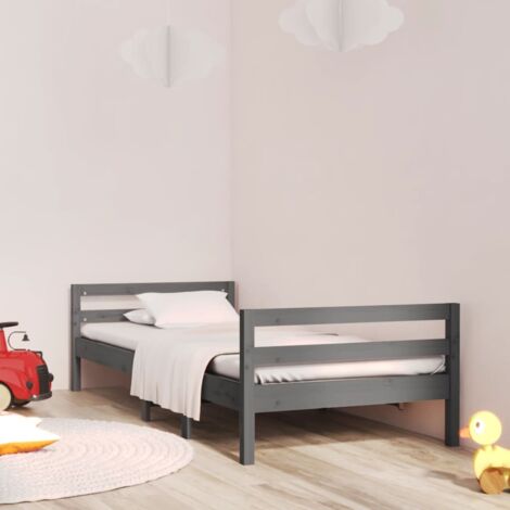 Giroletto Grigio 75x190 cm in Legno Massello di Pino vidaXL