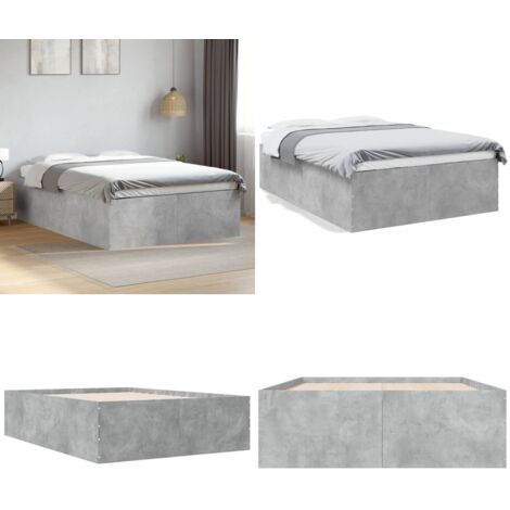 Giroletto Grigio Cemento 120x190 cm in Legno Multistrato - Letto in legno - Materasso