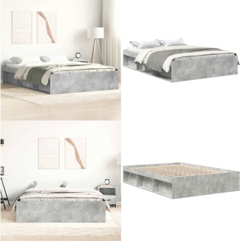 Giroletto Grigio Cemento 120x200 cm - Letto con scomparti - Letto moderno