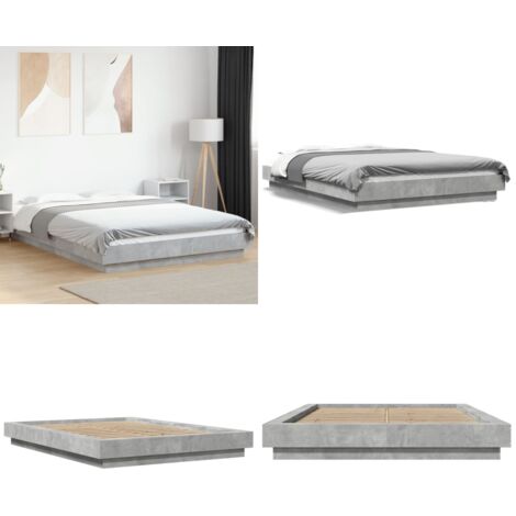 Giroletto Grigio Cemento 140x190 cm in Legno Multistrato - Letto in legno - Materasso letto