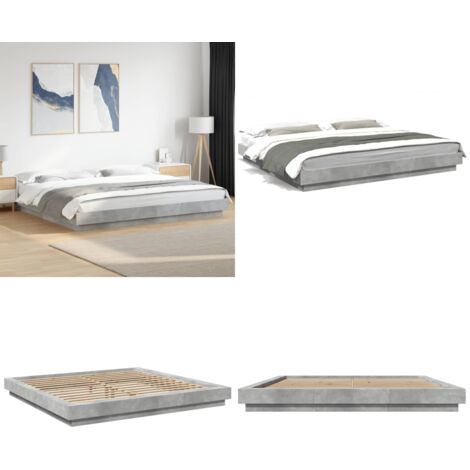 Giroletto Grigio Cemento 180x200 cm in Legno Multistrato - Materasso - Letto