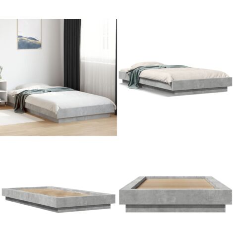 Giroletto Grigio Cemento 90x200 cm in Legno Multistrato - Letto in legno - Materasso per letto