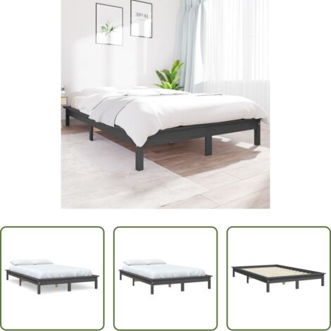 Giroletto grigio -  Giroletto Grigio 180x200 cm Super King Legno Massello di Pino
